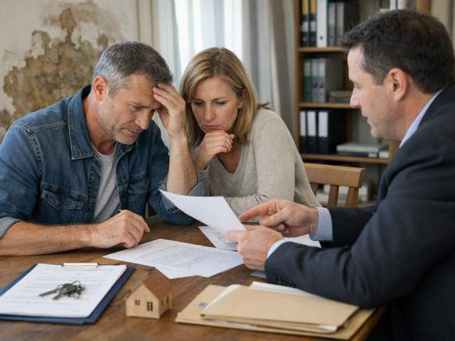 Couple examinant des documents avec un conseiller